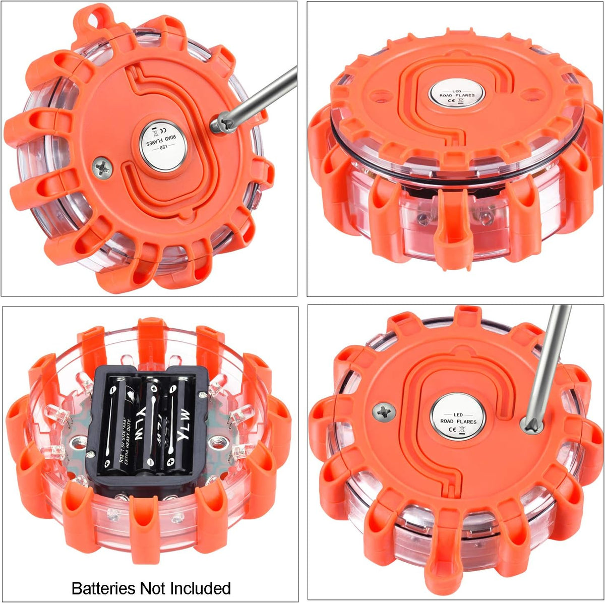 12 Pack LED Road Flares Emergency Lights Magnetic Base A63264