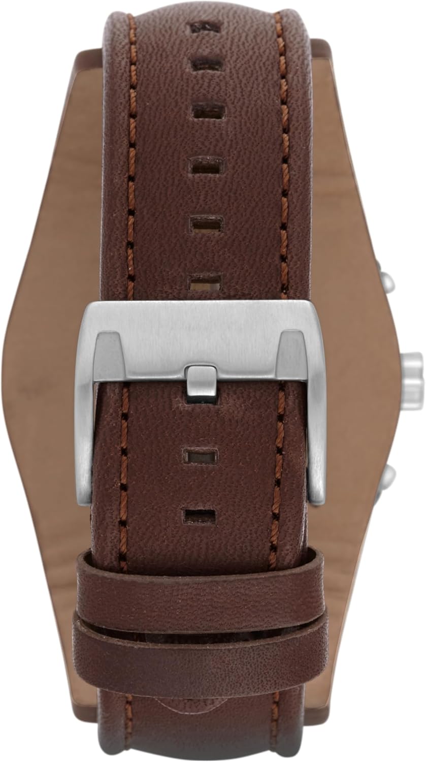Silver Stainless Steel and Leather Chronograph Watch K94040