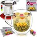 Double-Wall Borosilicate Glass Mug with Stainless Steel Infuser and Lid – 15 OZ J6251