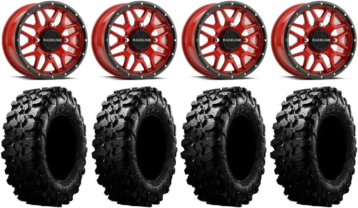 14 Wheels Red 32 Tires 4x156 Bolt Pattern 12mmx1.25 Lug Kit S156