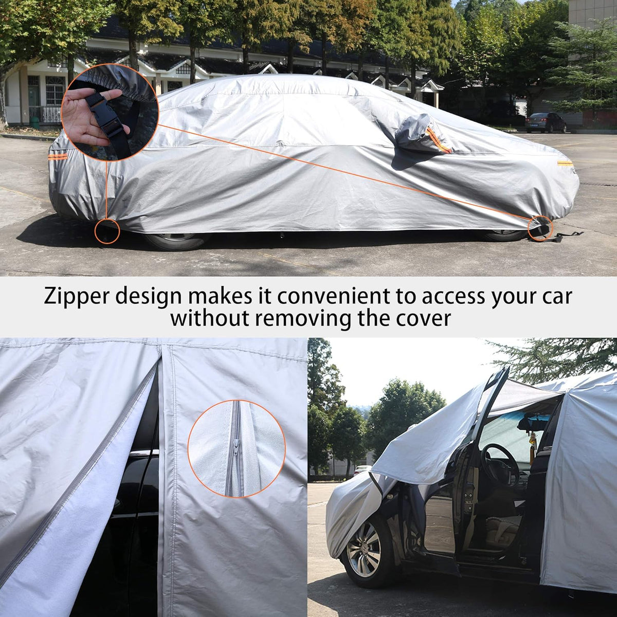 Waterproof All Weather Car Cover with Zipper C6564