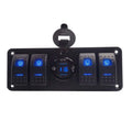 4 Gang Marine Switch Panel with Dual USB Charger Voltmeter Waterproof 12V-24V DC Pack of 2 M151719