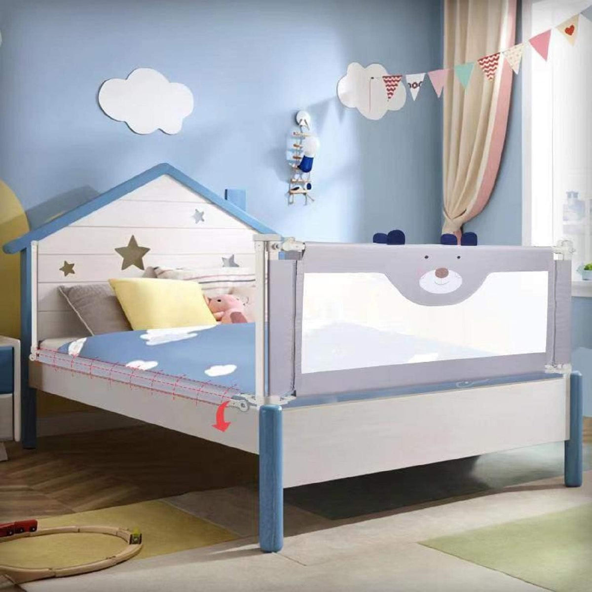 Extra Tall Collapsible Double Lock Bed Rails for Toddlers Queen Size B18353
