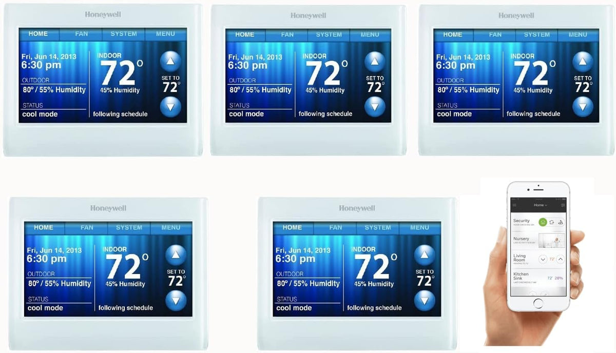 White Color Touch Screen Programmable Thermostat 5-pack I739