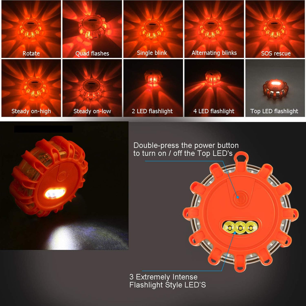 12 Pack LED Road Flares Emergency Lights Magnetic Base A63264
