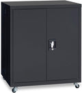 Black Locking Steel Storage Cabinet with Wheels Y93126