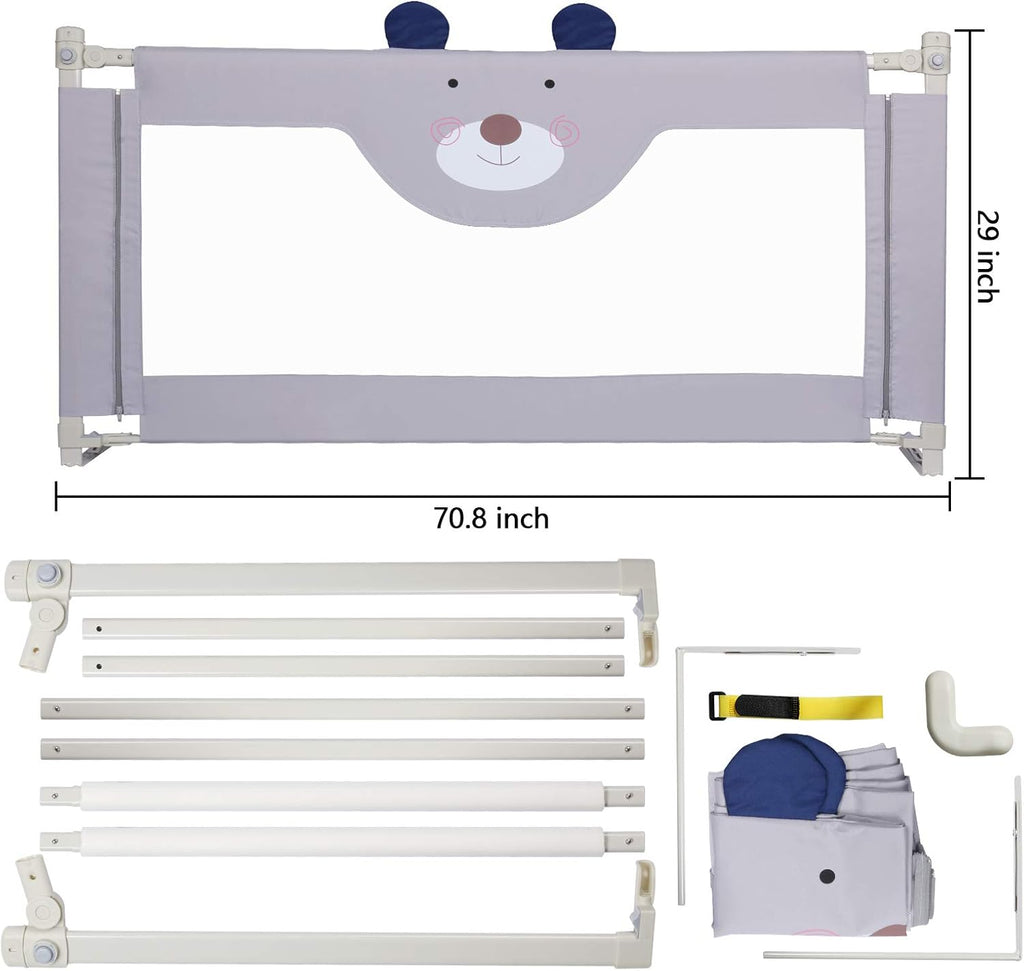 Extra Tall Collapsible Double Lock Bed Rails for Toddlers Queen Size B18353