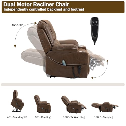 Large Dual Motor Power Lift Recliner Chair with Massage Heat S924