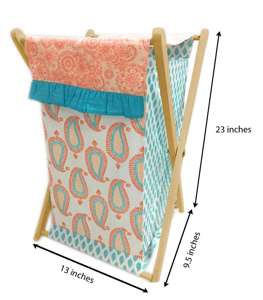 Paisley Kids Storage Laundary Hamper with Wooden Frame and Mesh Liner O906047