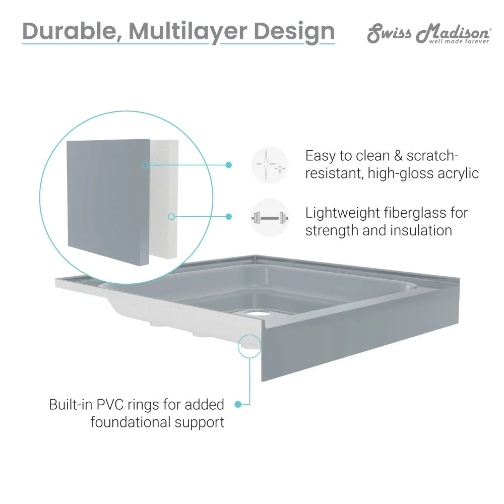 Grey Single-Threshold Shower Base K2645