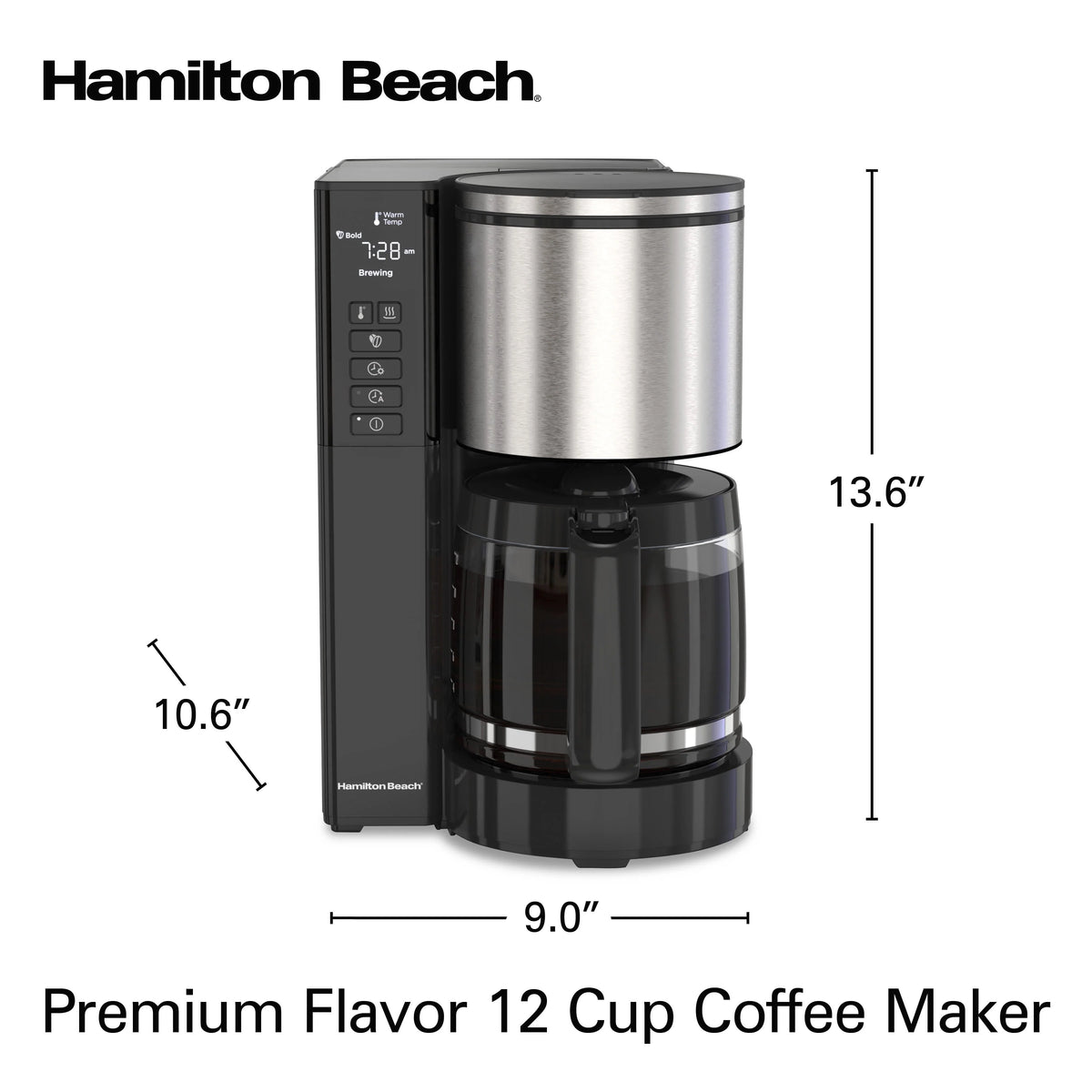 Black and Stainless Steel 12 Cup Coffee Maker R77782