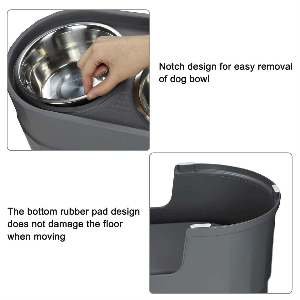 Raised Stainless Steel Dog Bowls Adjustable Double Bowl with Stand S773