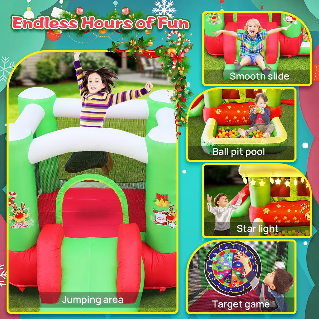 Inflatable Bouncy Castle with Blower, 80" x 91" Play Area, 55" Tall N458323