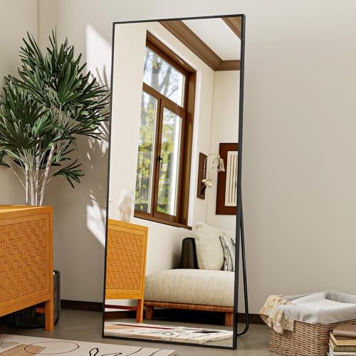 21" x 57" Black Aluminum Alloy Full Length Floor Mirror A949