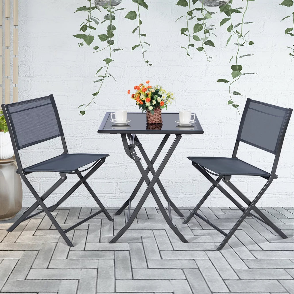 3 Pc Folding Bistro Set Outdoor Patio Furniture O90097