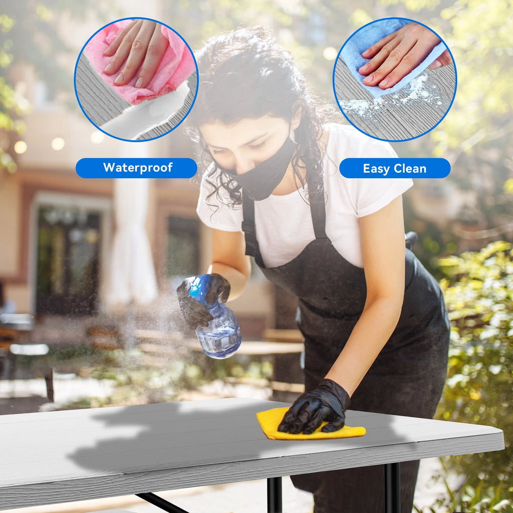 Heavy Duty Folding Picnic Table and Bench White D779889