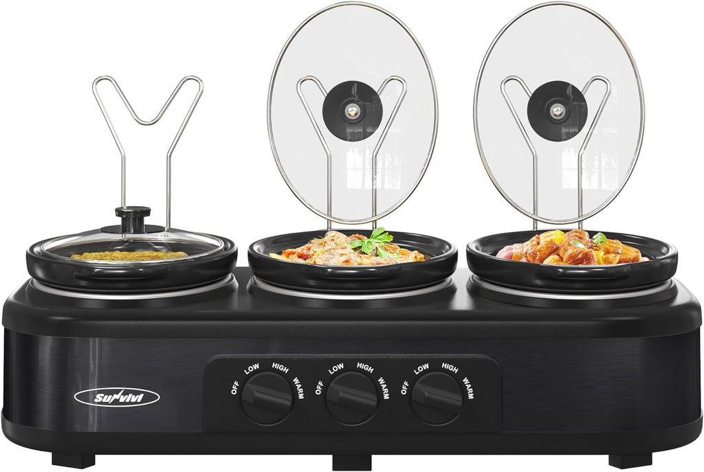 Triple Slow Cooker Buffet Server Stainless Steel Q7985