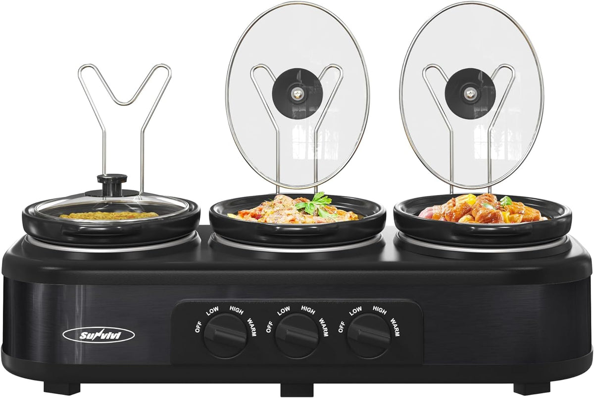Triple Slow Cooker Buffet Server Stainless Steel Q7985