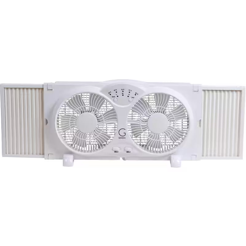 Twin Window Fan with 9 in. Blades Adjustable Thermostat N8244