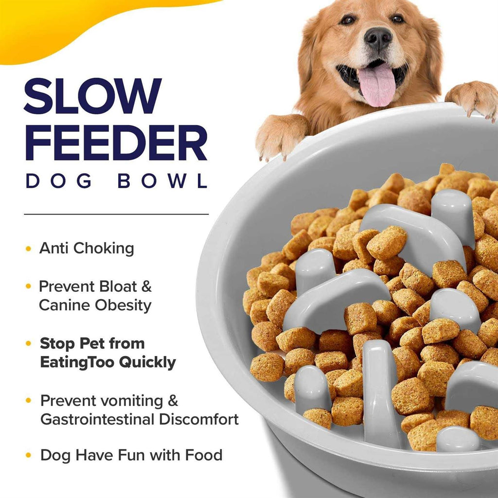 Metal Elevated Dog Bowls with Slow Feeder and Stainless Steel Bowls S818645