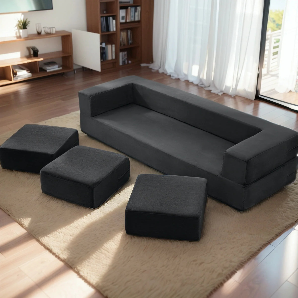 Dark Grey Convertible Sofa Bed Z854594