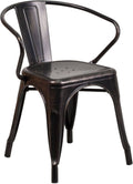 Black Metal Indoor-Outdoor Chair with Arms J139839