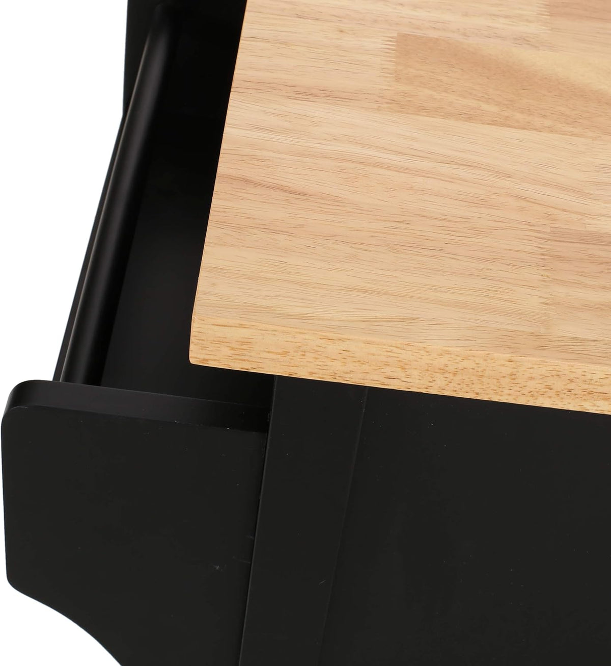 Black Natural Kitchen Cart with Wheels H4366