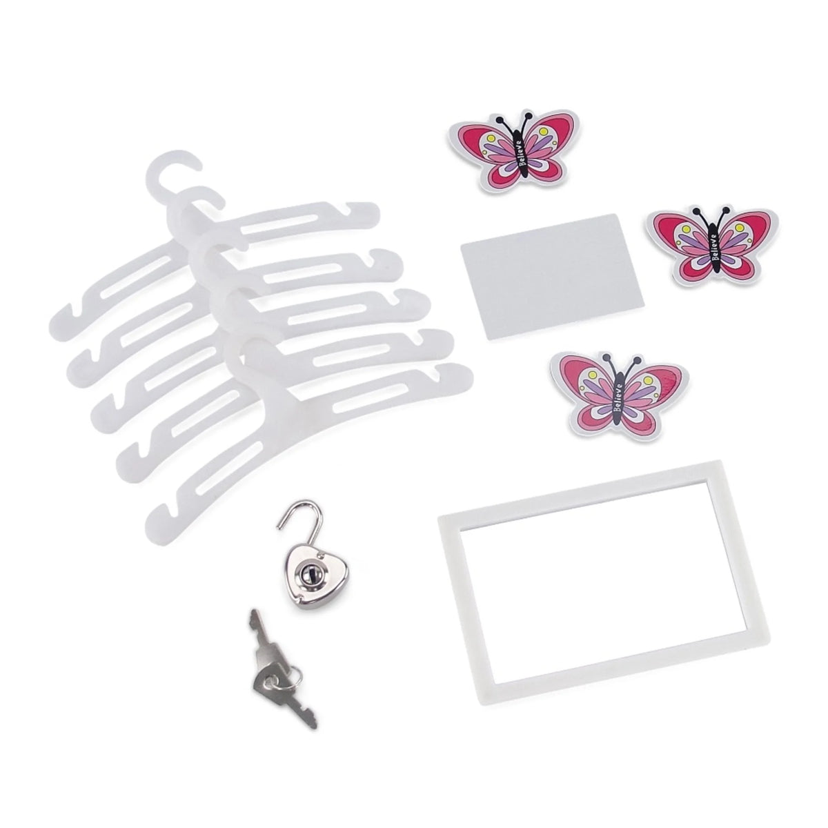 18" Doll Bright Pink Locker with 5 Doll Clothes Hangers E3522
