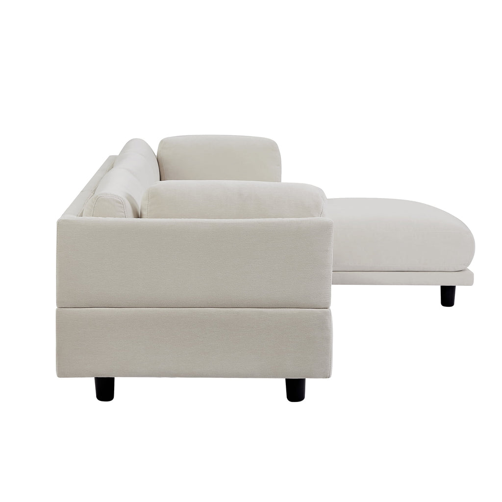 Oversized Convertible Sectional Sofa L Shaped Couch with Reversible Chaise Beige Q188210