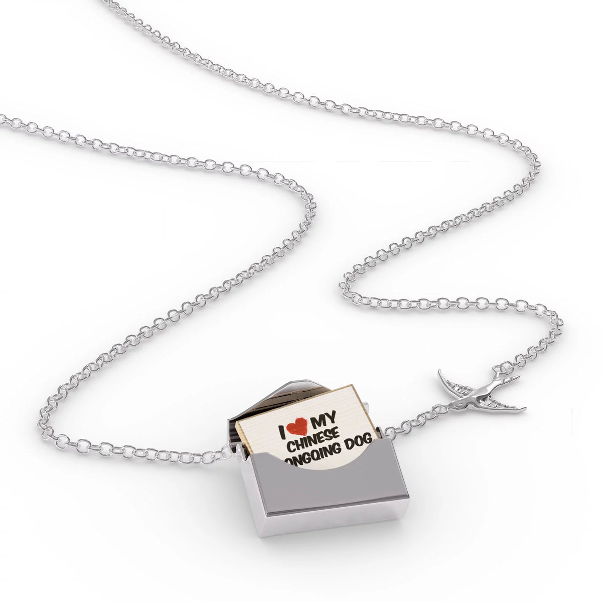 Silver Envelope Locket Necklace J60528