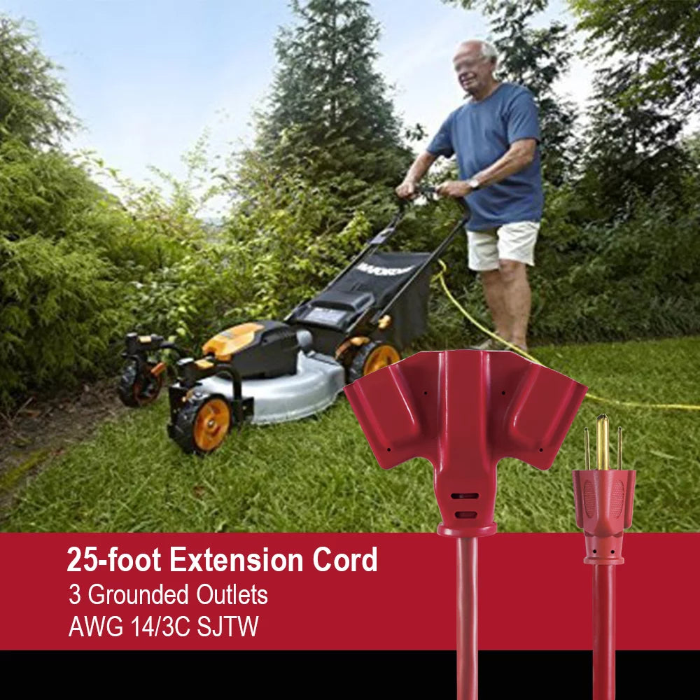25FT 14/3 Triple Outlet Extension Cord D807