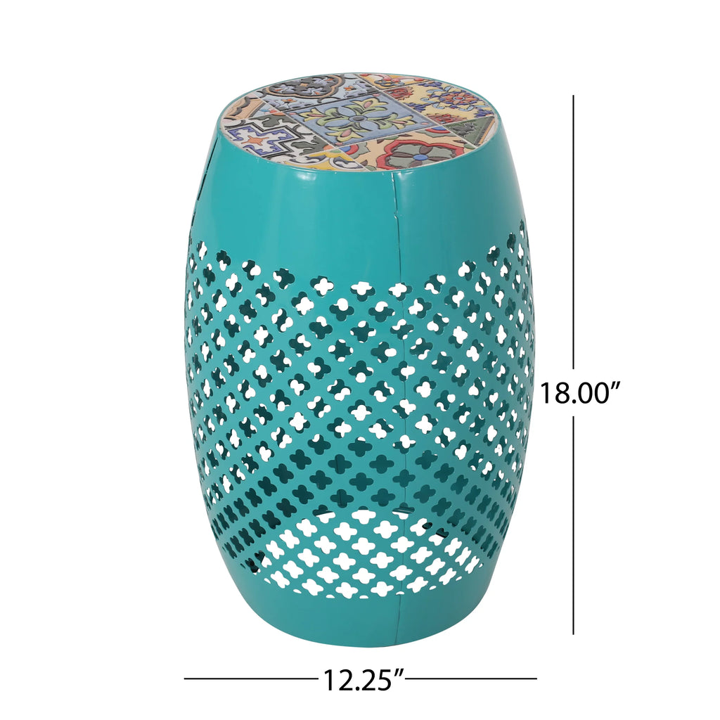 Teal Outdoor Iron Side Table B46009