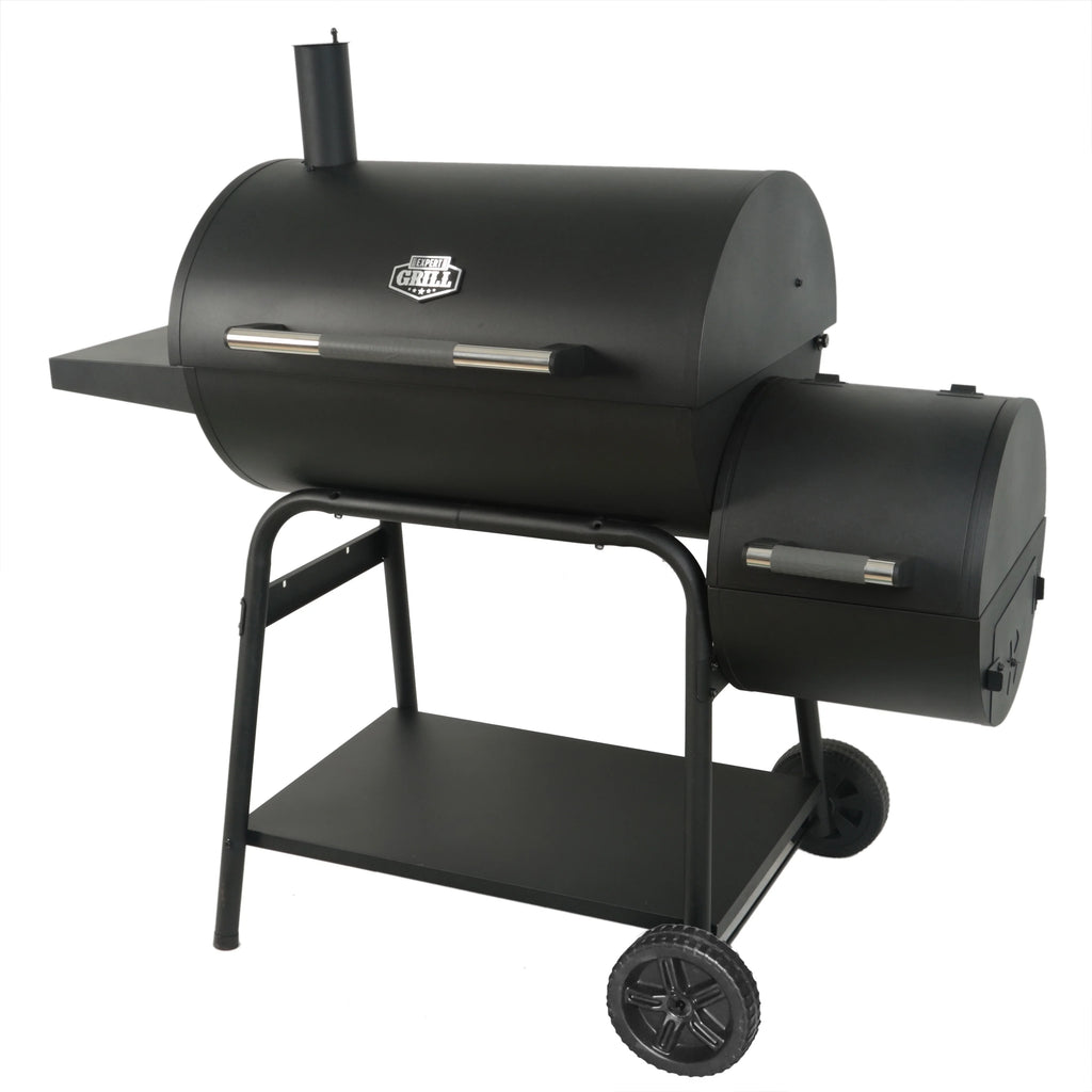 28 Offset Steel Charcoal Smoker Grill with Side Firebox, Black M709899