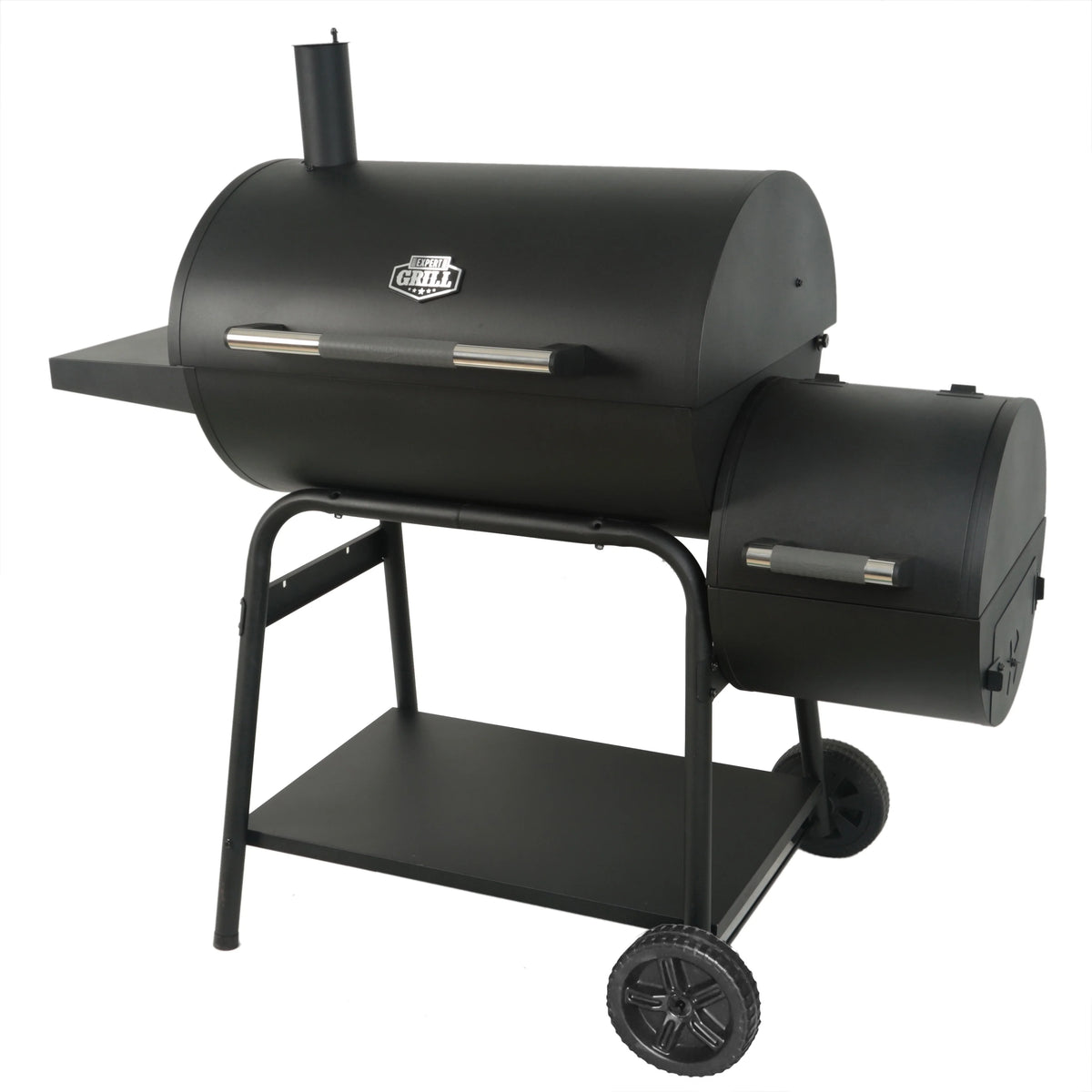 28 Offset Steel Charcoal Smoker Grill with Side Firebox, Black M709899