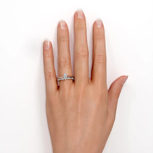 1.75 Carat Marquise Cut Solitaire Engagement Ring with Infinity Wedding Band Bridal Set in 18K Rose Gold Plating over Silver Y51404