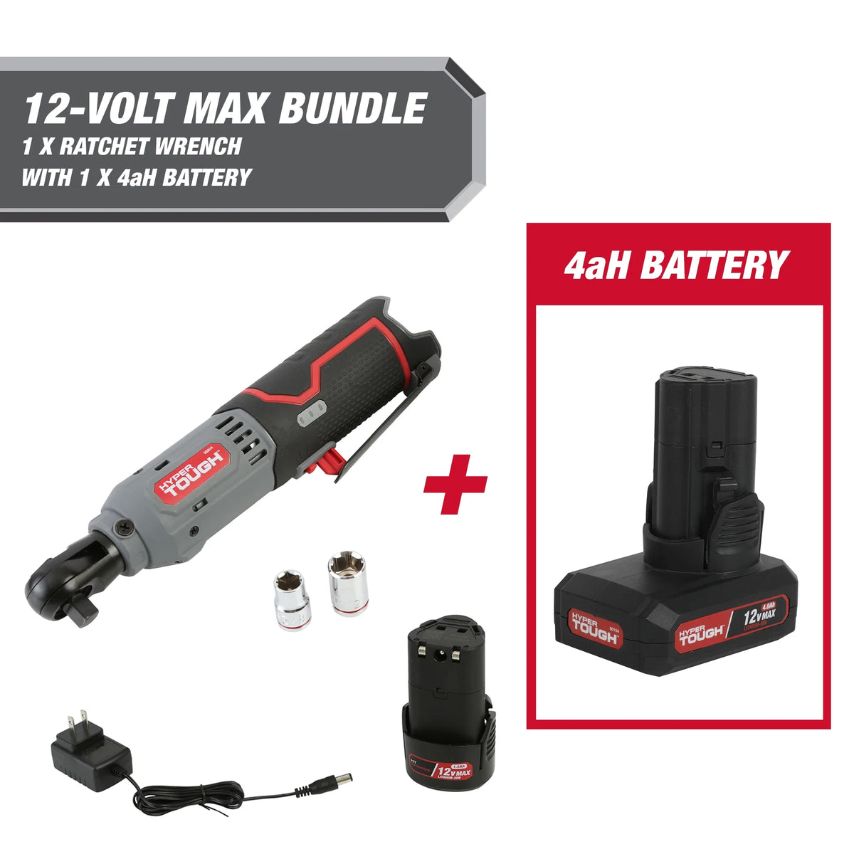 12-Volt Cordless Ratchet Wrench with 4 Ah Battery T504956