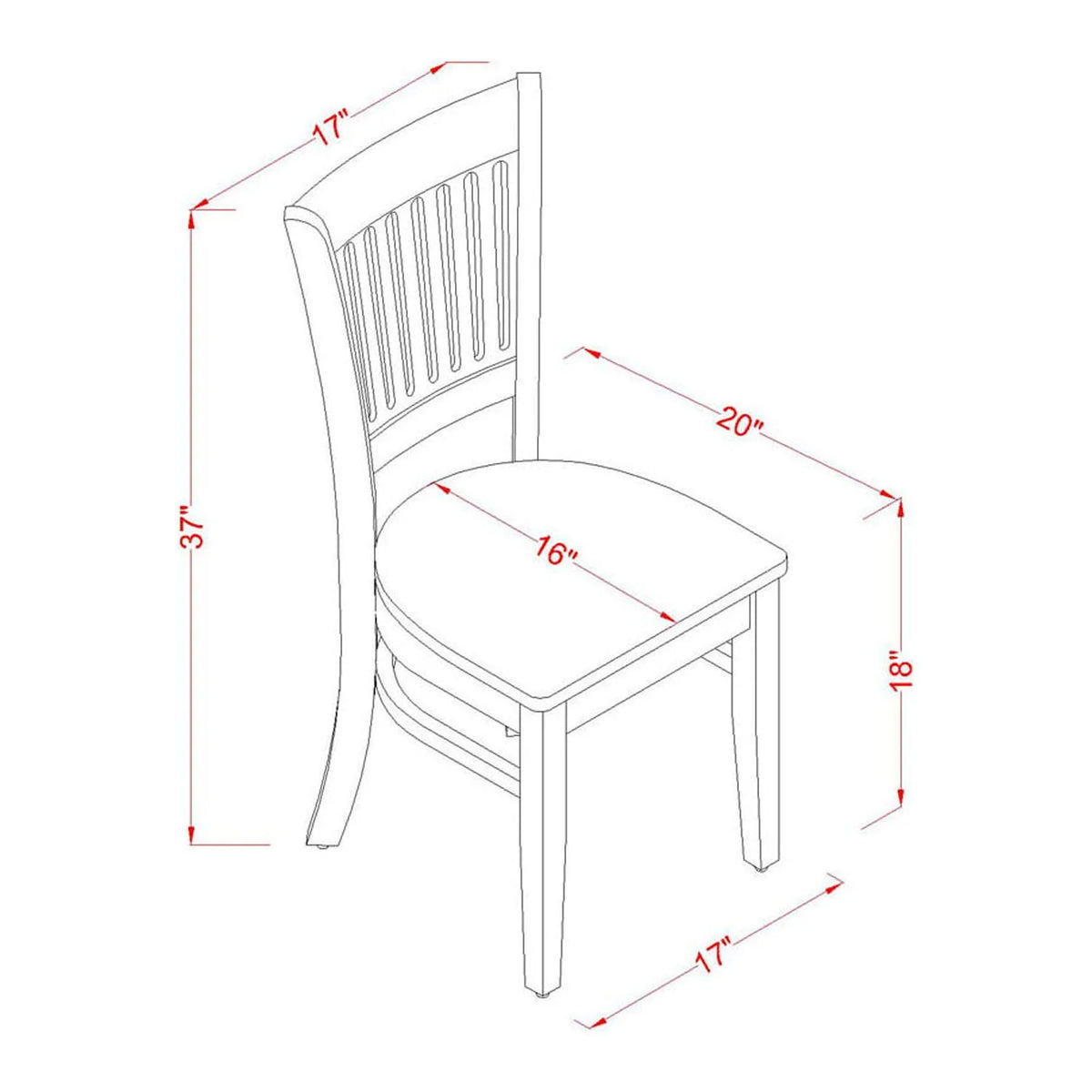 White Wood Dining Set with Slatted Back Chairs H377