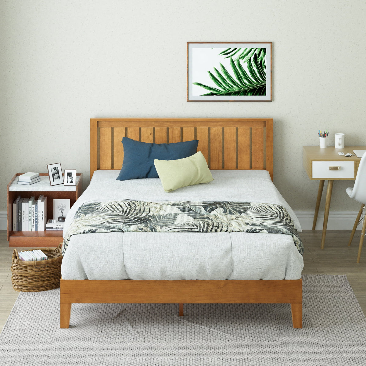 Twin Wood Platform Bed with Headboard B8230