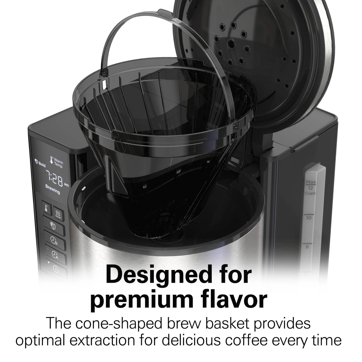 Black and Stainless Steel 12 Cup Coffee Maker R77782