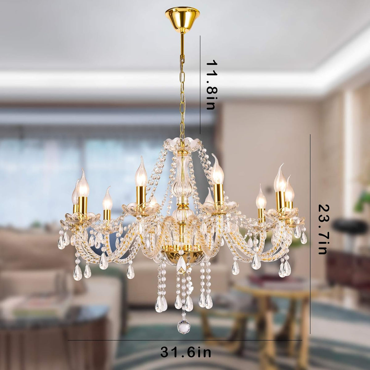 K9 Crystal 8 Lights Pendant Ceiling Lamp S576375