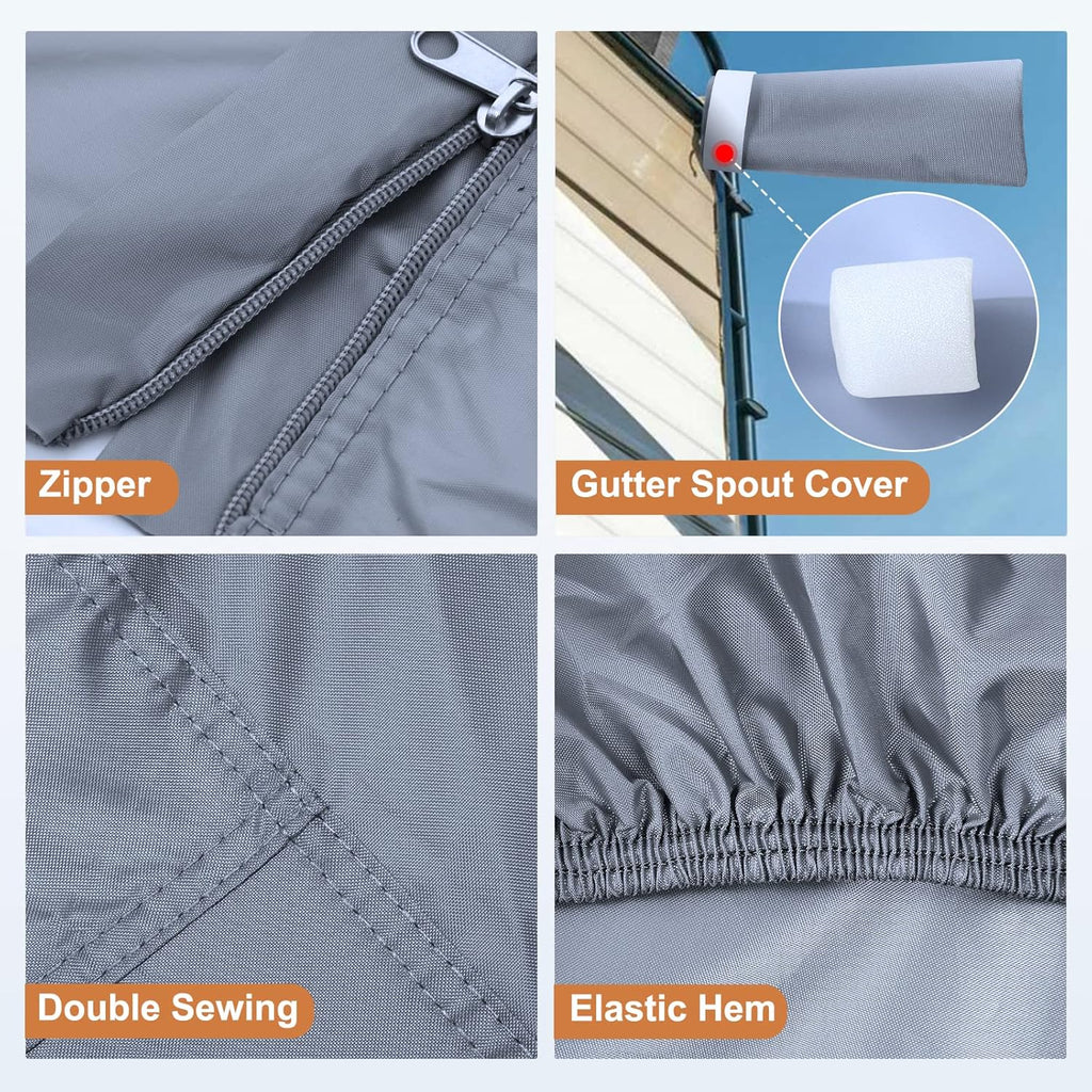 Windproof Waterproof Rip-Stop RV Cover for 29’-32’ Motorhome with Extra Long Straps & Gutter Covers A132