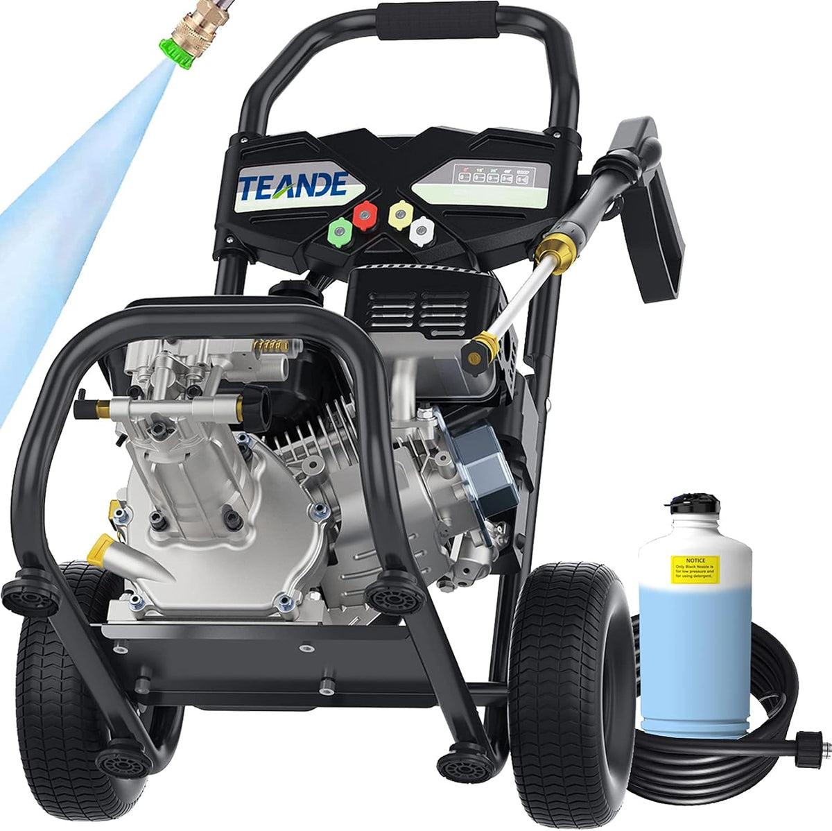 3200PSI Gas Pressure Washer 2.6GPM 212CC High-Pressure Hose 5 Nozzles S989908