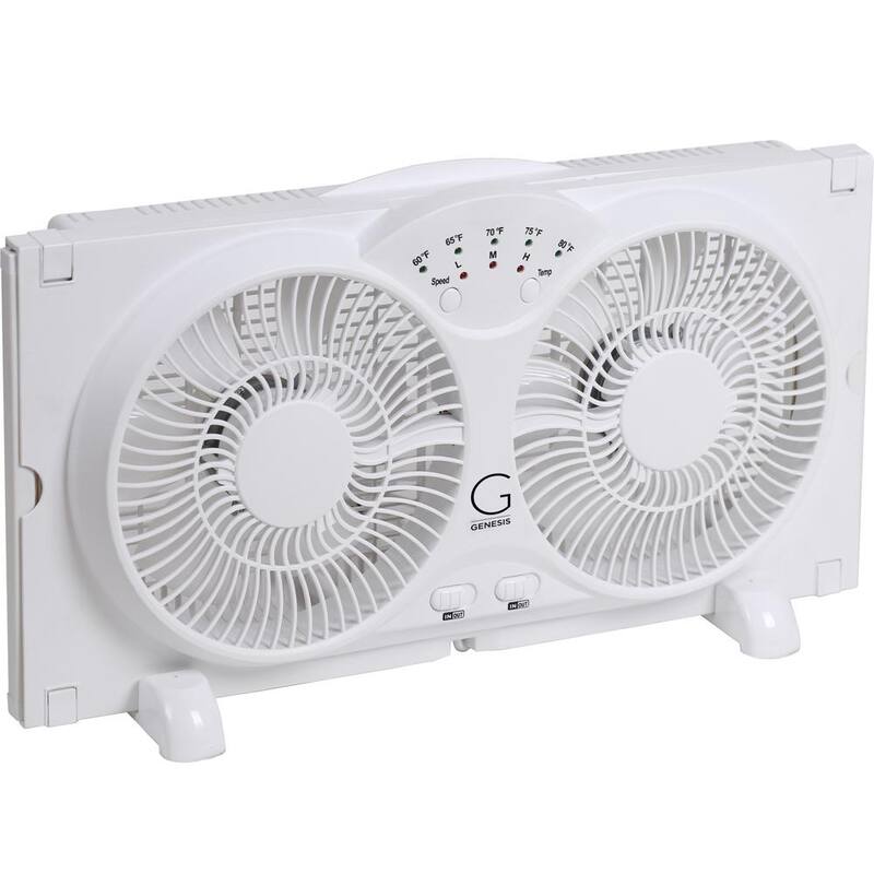 Twin Window Fan with 9 in. Blades Adjustable Thermostat N8244
