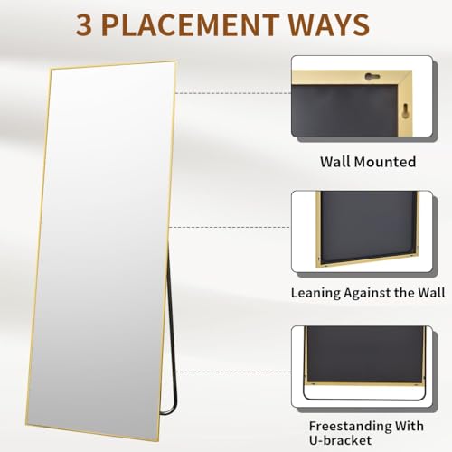 21" x 57" Black Aluminum Alloy Full Length Floor Mirror A949