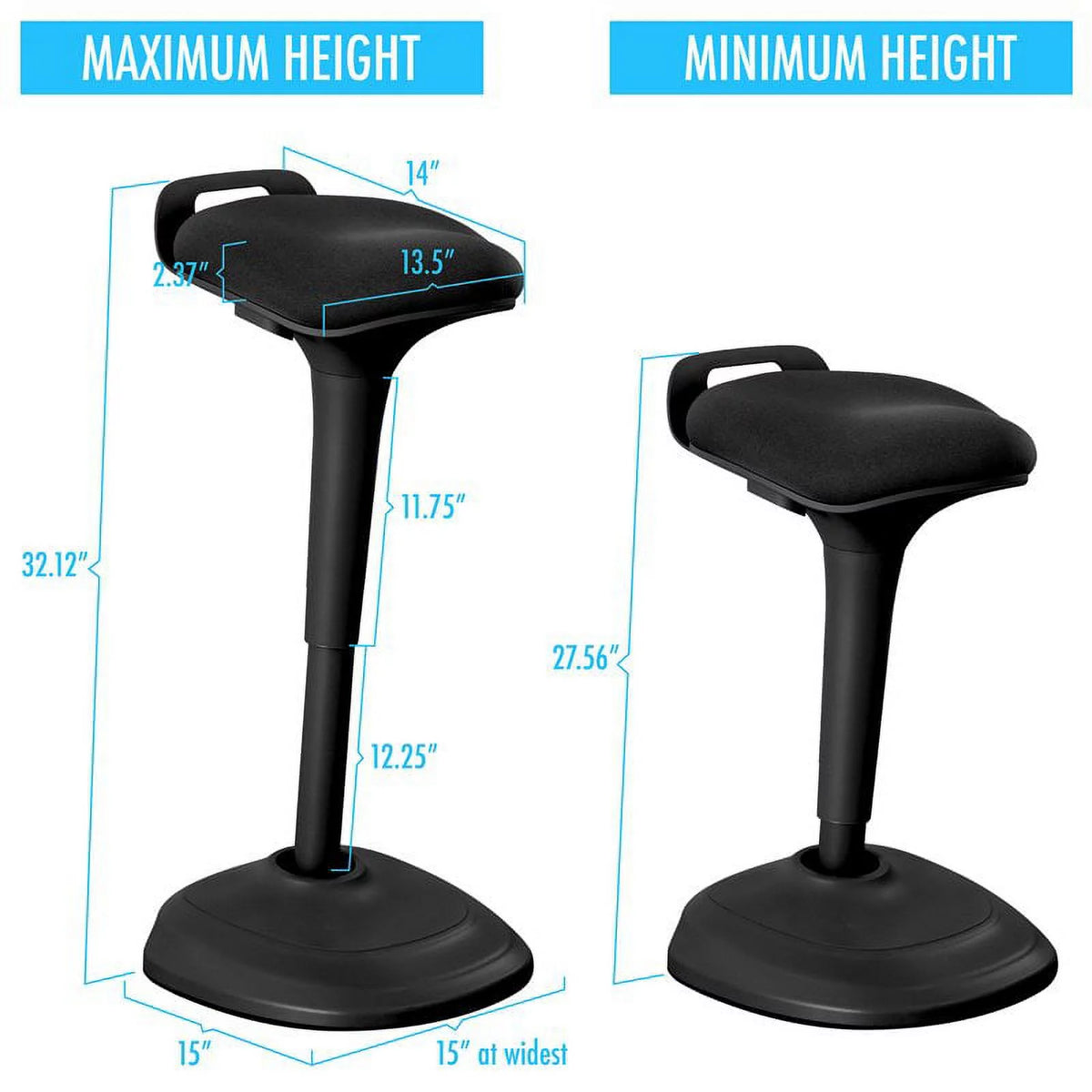 Black Adjustable Swivel Ergonomic Drafting Stool I3176