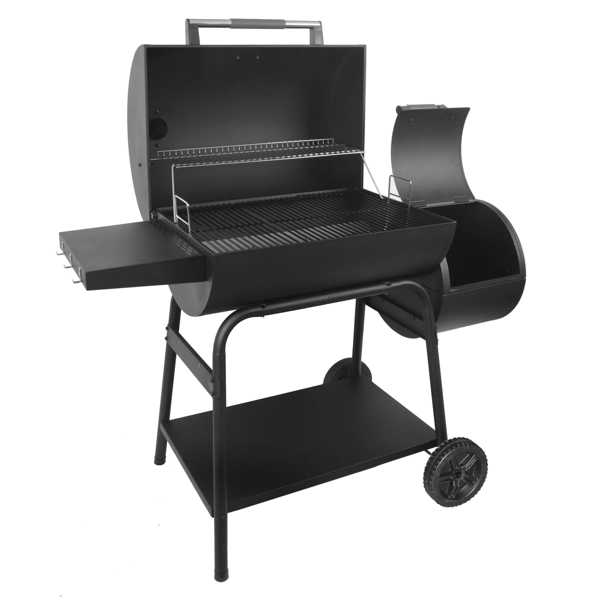 28 Offset Steel Charcoal Smoker Grill with Side Firebox, Black M709899