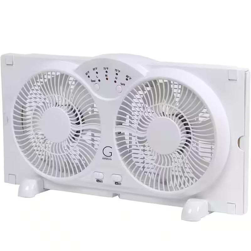 Twin Window Fan with 9 in. Blades Adjustable Thermostat N8244
