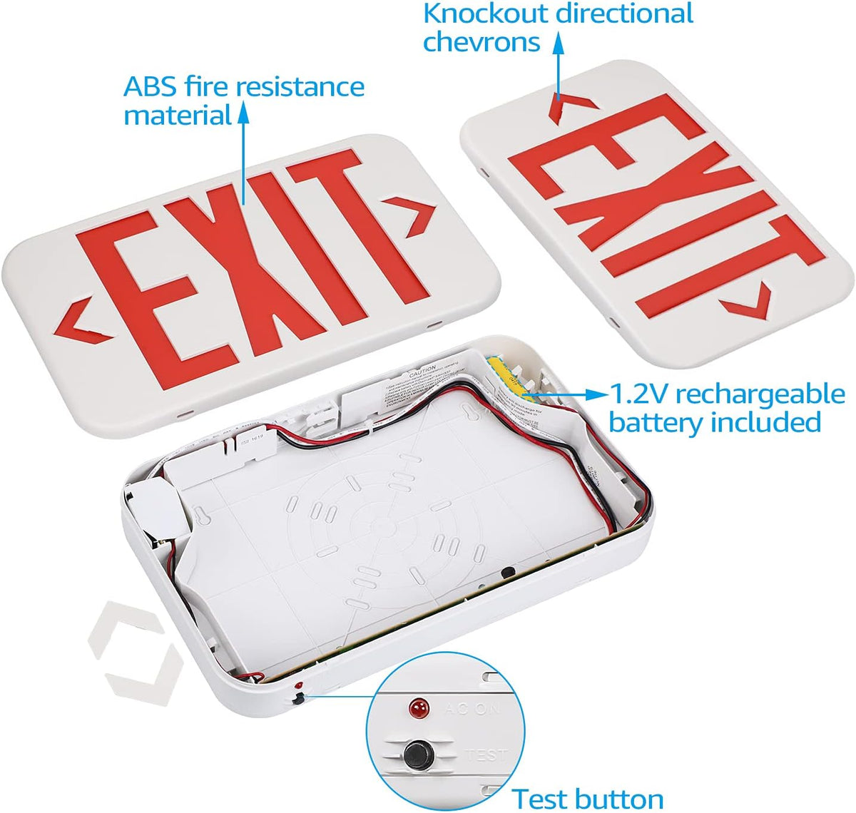 LED Exit Sign with Battery Backup, Double Face, Hardwired, Pack of 6 R1633