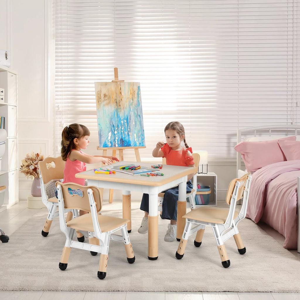 Kids Activity Table and 4 Chairs Set Height Adjustable O114