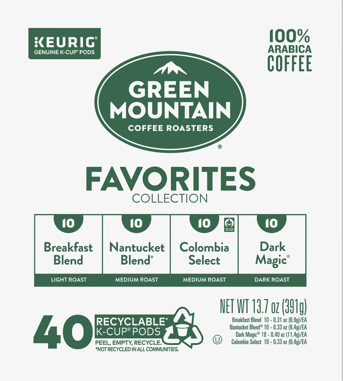 40 Count Single-Serve Coffee K-Cup Pods Sampler U3655